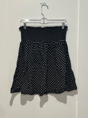 H&M Black Smocked Waist Skirt with Subtle Texture